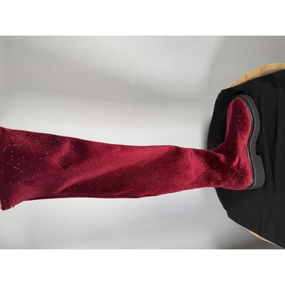 Giuseppe Zanotti Adrienne Bordeaux Velvet OTK Boots EU 34 US 4 Red Designer NWB - Picture 11 of 16